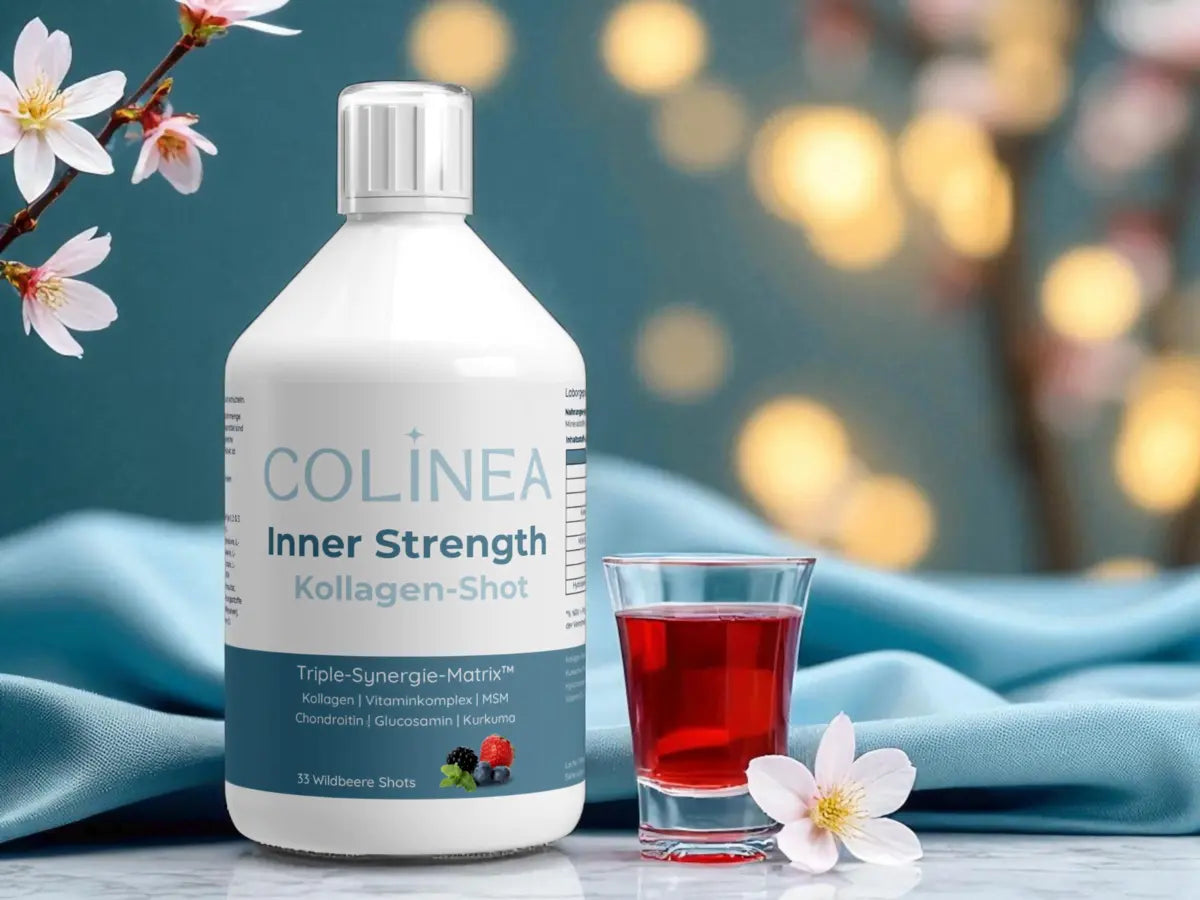 Colinea Inner Strength Kollagen-Shot mit rotem Drink und Blüte – flüssige Formel mit Triple-Synergie-Matrix™ für sofortige Aufnahme und einfache Anwendung